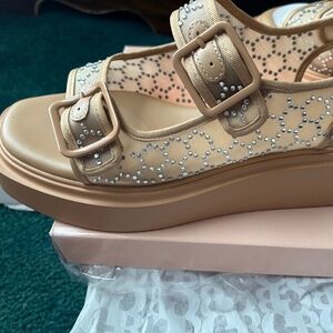 Tan platform sandals